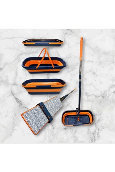 MeteShop Kendinden Sıkmalı Mop ve Tekerlekli Katlanabilir Kova Seti