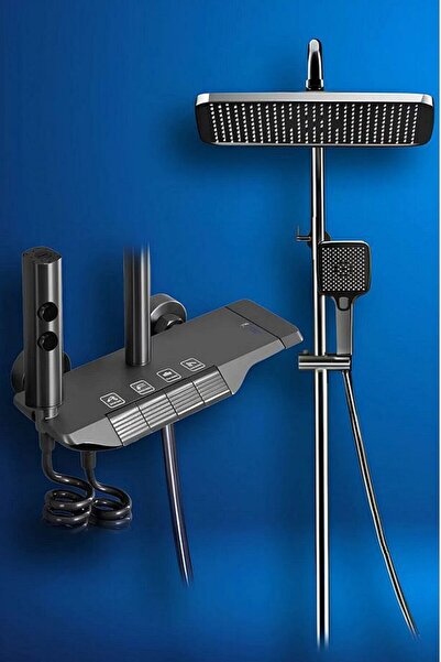 Genel Markalar Siyah Piyano Duş Seti 4 Fonksiyonlu Paslanmaz - 5 Yıl Garantili