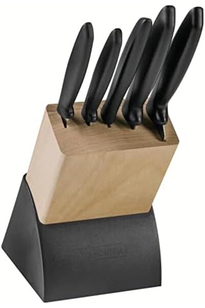 TRAMONTINA 6-Piece Knife Set with Stainless Steel Blades and Black Polypropylene Handles