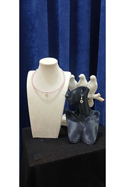 YONGA'S BOUTİQUE Pink Princess Bead Necklace Earring Set
