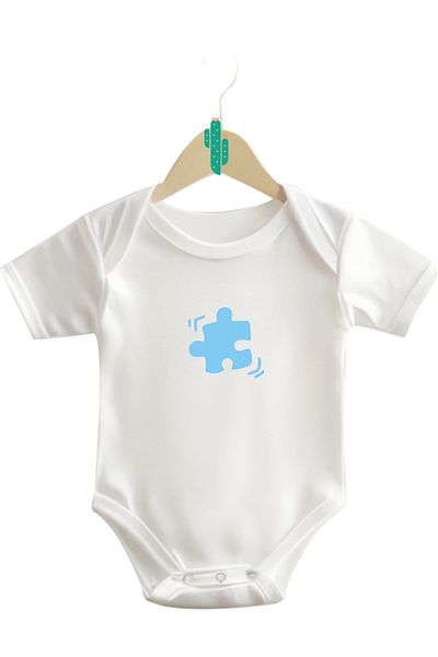 CACTUS COLLECTION Blue Heart Puzzle Combination Mother Son T-Shirt (One Product Price! Add 2 Pieces to the Cart for Combination)