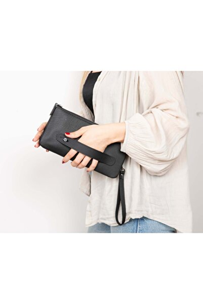 BloominBag Majeste Black Elegance Curated Leather Clutch Bag