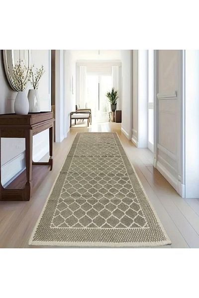 OEM Woven cotton carpet, size 80x300cm Capucino1