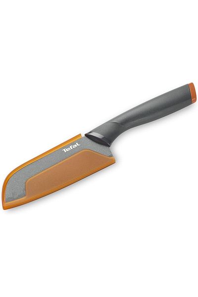 TEFAL Fresh Kitchen 12 cm Santoku Knife with Cover, Grey/Brown, Stainless Steel/Plastic, K1220104