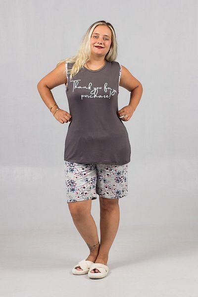 Truva XXL Plus Size Sleeveless Floral Shorts Pajama Set