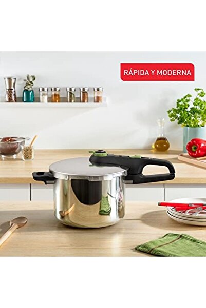 TEFAL Secure Trendy 8L Pressure Cooker with Basket - Two Programs, Vegetable & Meat, Faster Meals, T