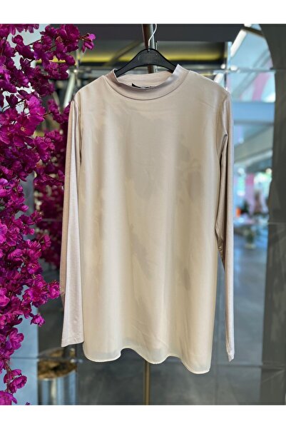 my312 - ŞİFON DETAYLI KOLLU BEJ BLUZ