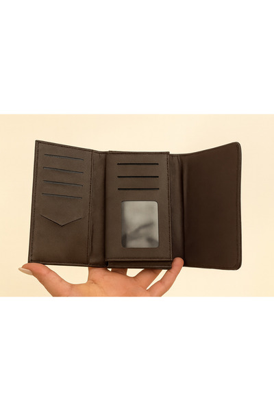 Nova Women's Brown Long Wallet – Gold Buckle, Multi-Eye Card Compartment