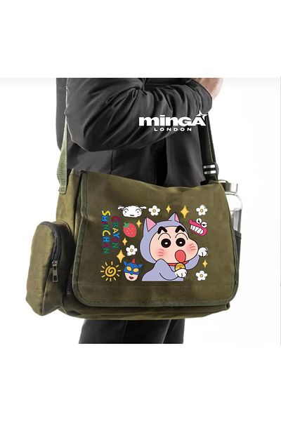 Minga London Khaki Animation Messenger Bag - Minga London