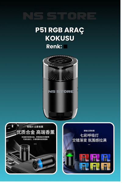 NS Store RGB LED Işıklı Araç İçi Kokusu | Dekoratif ve Etkili Koku | Uzun Ömürlü