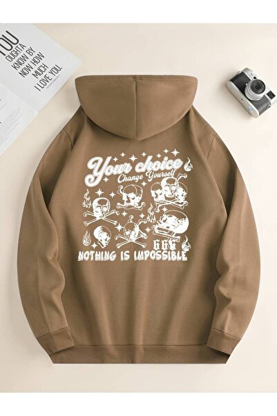 MANCY Hanorac unisex cu glugă, imprimat cu text „Nimic nu este imposibil”, su...