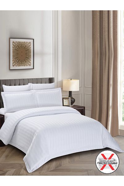 Donetella 6-Piece Hotel Striped Duvet Cover Set, King Size 260x240 cm, Microfiber, Without Filler