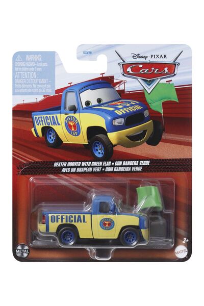 mattel Auta 3 Lité auto s postavičkou Dextera Hoovera a zelenou vlajkou