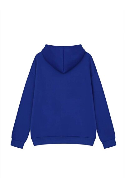 MANCY Unisex Ufo Cat Printed Oversized Winter 3 Thread 100% Cotton K Hooded Sweatshirt Hoodie