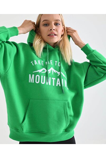 NoVibe سويت شيرت بتصميم واسع الحجم مطبوع عليه جبال