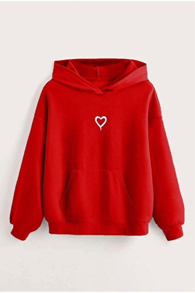 NoVibe Hanorac cu glugă cu imprimeu inimă pentru copii
