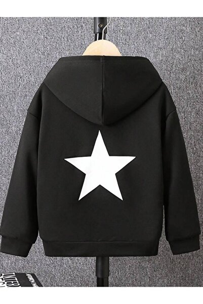 NoVibe Hanorac pentru copii Yıldız cu imprimeu supradimensionat Winter cu glu...