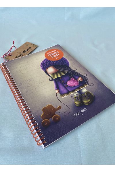 tiny wood Tilda 16,5X22,5 cm 80 Sheets Lined Cardboard Cover Spiral Notebook + More Than 50 Stickers