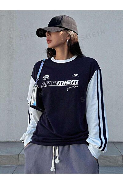 NoVibe Hanorac unisex Optimism cu imprimeu cu vipușcă cu mâneci raglan guler ...