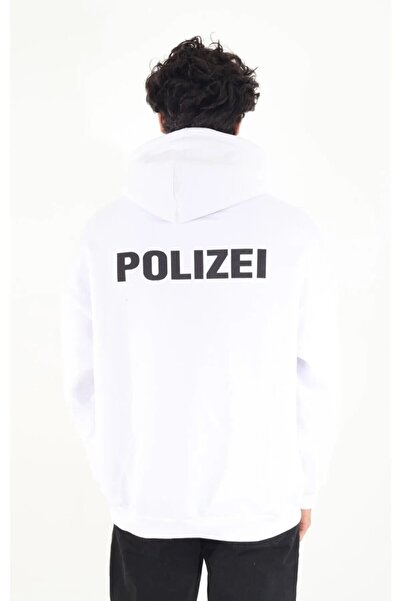 NoVibe بالإضافة إلى حجم تصميم مقنعين Polizei المطبوعة هوديي البلوز