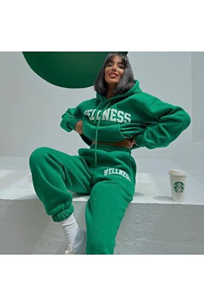 NoVibe Σετ αθλητικής φόρμας με στάμπα με κουκούλα Wellness για γυναίκες