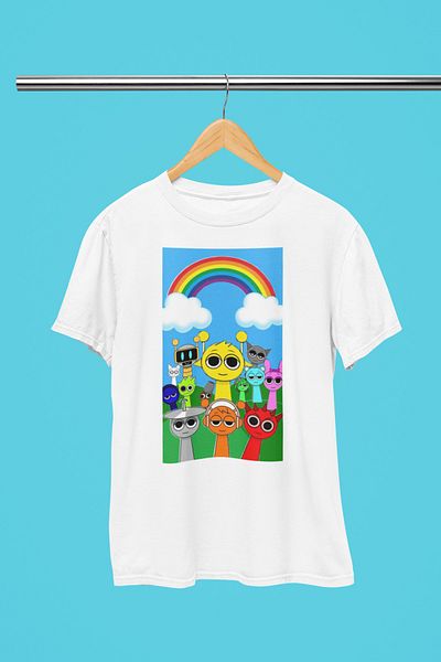 MAGORS Sprunki Printed Cycling Collar 100% Cotton Children's and Youth Tshirt
