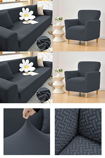 sabirehome Jacquard Brick Pattern Stretch Elastic Sofa Cover Set 3 3 1 1 Stre...