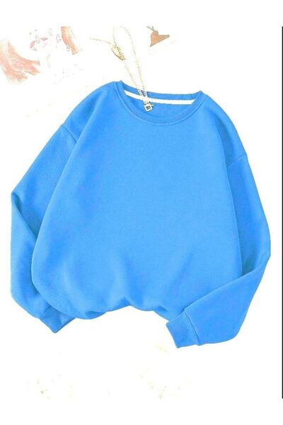 NoVibe Hanorac unisex mărime mare guler rotund supradimensionat Winter Swea t...