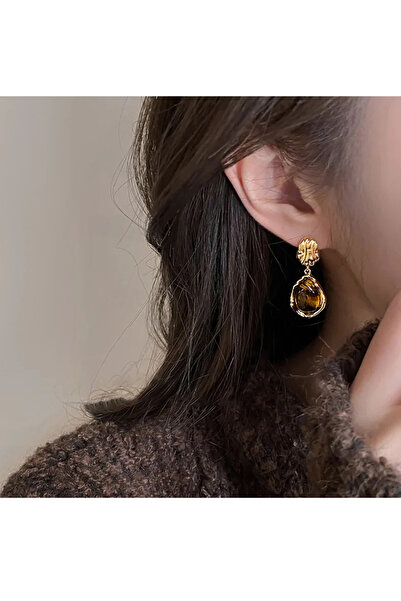 MURASSA BUTİK Vintage Kaplan Gözü Reçine Küpe 3'lü Set