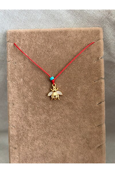 ATELİERGONCA Kırmızı ip zirkon taşlı arı kolye no:14