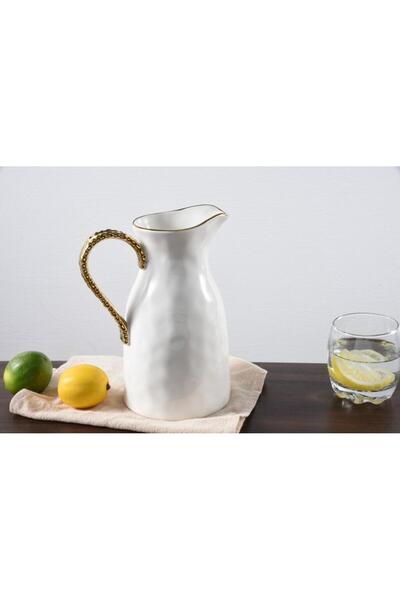 B&L Decor إبريق سيينا الأبيض والذهبي