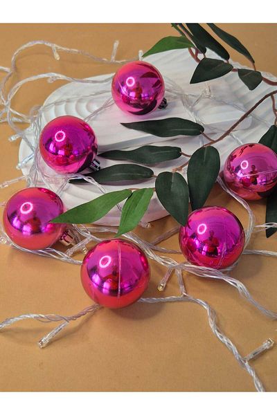 mıstıque home 6 Pieces Christmas Tree Ornament 6 Pieces Pink Ball 5 cm Christmas Ornament