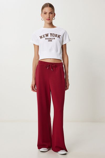 Lovelyİstanbul Wide Leg Modal Sweatpants Lub0070 Cherry