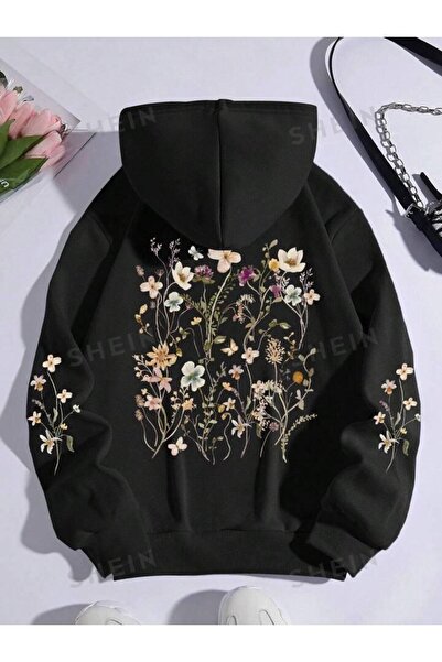 NoVibe Hanorac pentru copii Flower supradimensionat Winter cu glugă Swea tricou