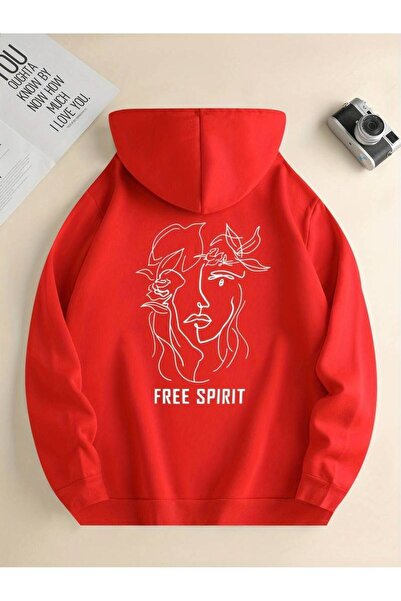 MANCY هودي للجنسين فري سبيريت مطبوع قصة فضفاضة شتوي 3 خيوط 100% قطن K بغطاء رأس