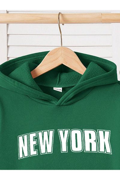 macklin Unisex Men's Women's New York Printed Oversize 3 Thread Hooded Tracksuit Set