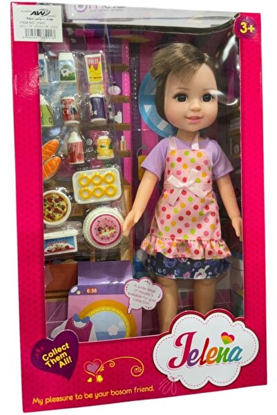 Other مجموعة لعب الدمى للبنات مع نماذج طعام (بيتزا، خبز، دونات) وإكسسوارات ملونة