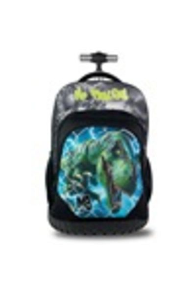 My Way My Way Black Trolley Backpack with Dinosaur Pattern - 33x27x47cm