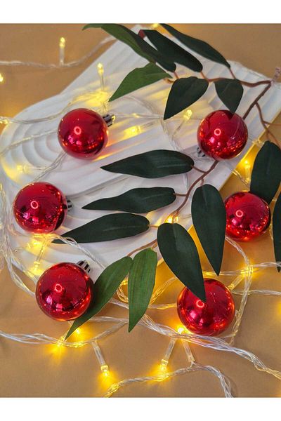 mıstıque home 6 Pieces Christmas Tree Ornament 6 Pieces Pink Ball 5 cm Christmas Ornament