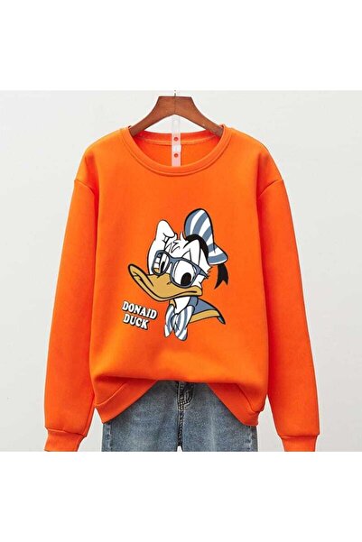 NoVibe Детски суитшърт с кръгла яка с щампа Donaıd Duck