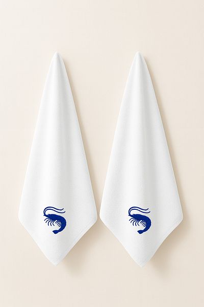 LIWOGY Shrimp Embroidered Double Towel Hand & Face & Hair Towel Set