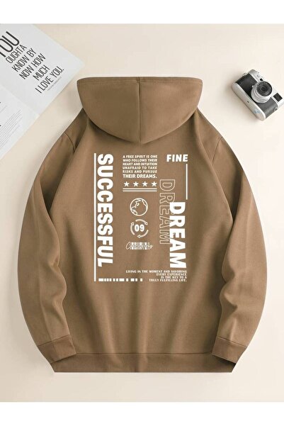 MANCY Hanorac unisex cu glugă, oversize, cu imprimeu Dream Successful, de iar...