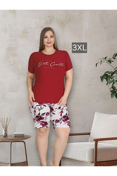 RAHAF TİCARET Women's Plus Size Pajama Set with Shorts