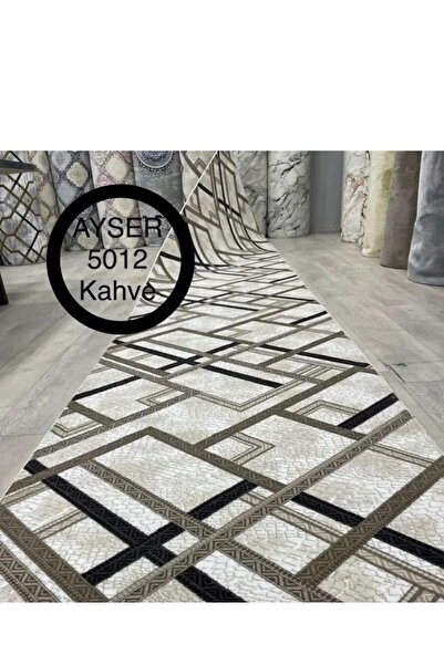 Nesrin JEL KAYMAZ TABAN YIKANABİLİR KESME HALI AYSER YOLLUK KAHVE KREM