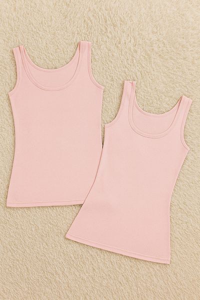 QKK Women's Modal Cotton Lycra Extra Piping Thick Strap 2-Piece Undershirt Q6K6K0T3Ka