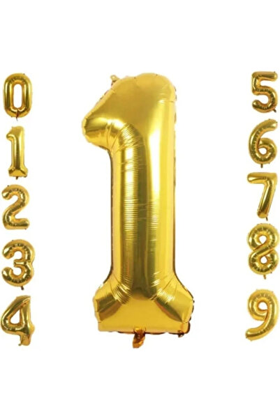 Işıltı Balon Dükkanı 1 Year Old Gold Foil Balloon 34 Inch (76-82 cm)