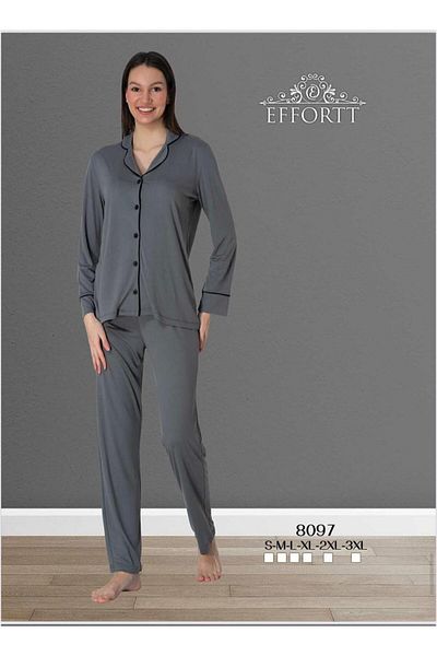 EM&FA TEKSTİL Long Sleeve Buttoned Pajama Set