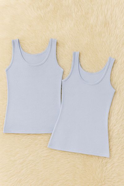 QKK Women's Modal Cotton Lycra Extra Piping Thick Strap 2-Piece Undershirt Q6K6K0T3Ka