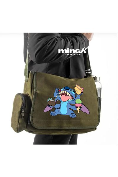 Minga London Khaki Stitch Messenger Bag - Minga London