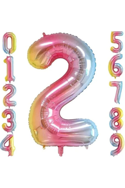 Işıltı Balon Dükkanı 2 Years Old Colorful Foil Balloon 34 Inch (76-82 cm)